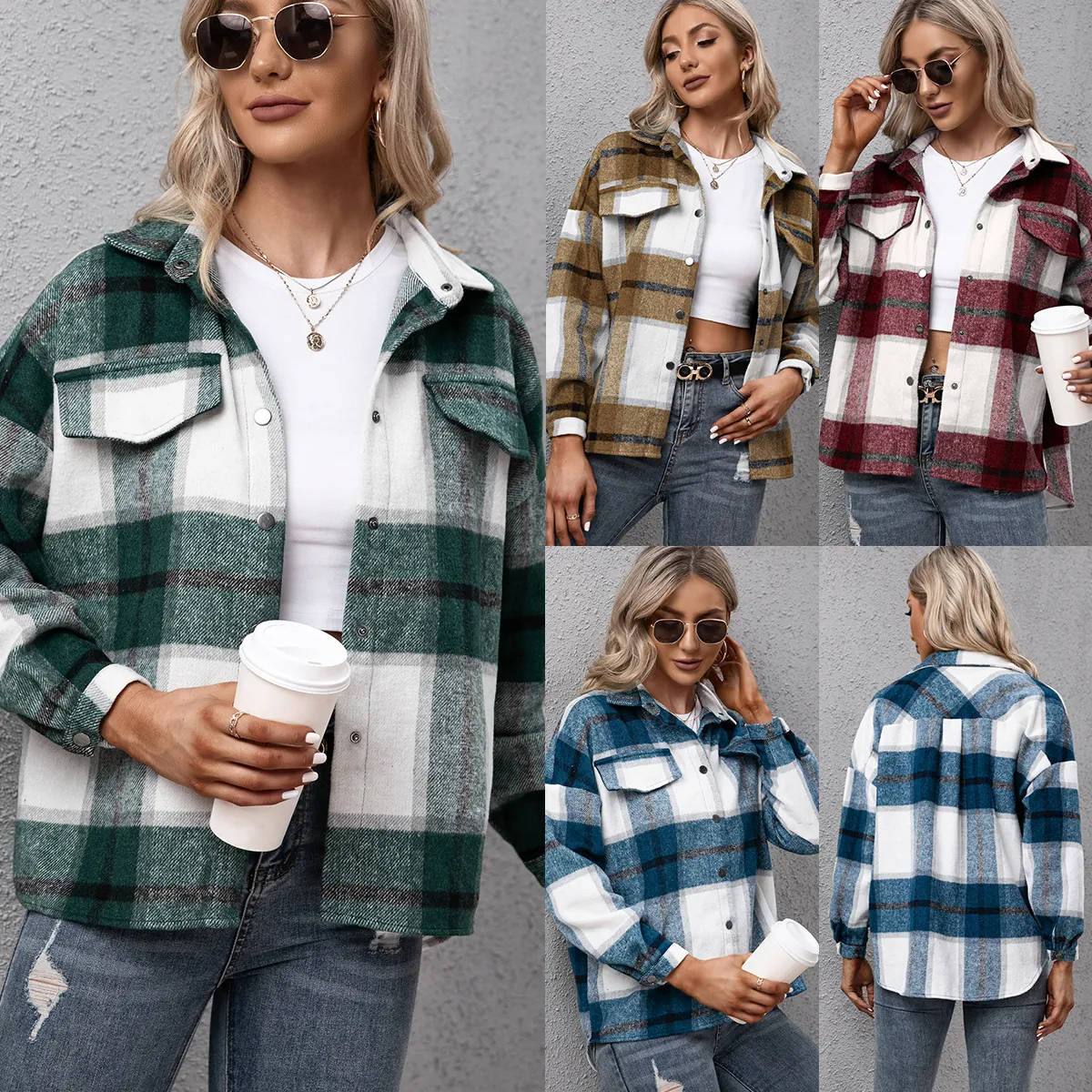 Dames Geruit Overhemdjas Casual Lange Mouwen Knoopsluiting Top Ruime Verdikte Geregenereerde Cellulosevezel Jas Mantel
