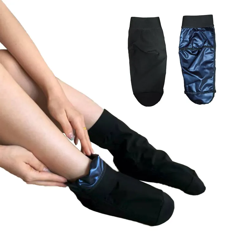 Chaussettes Hydratantes Spa en Polyester pour Femmes Manchons de Pied Sauna Sueur Anti Crevasses Revêtement Tricoté Élastique Pieds