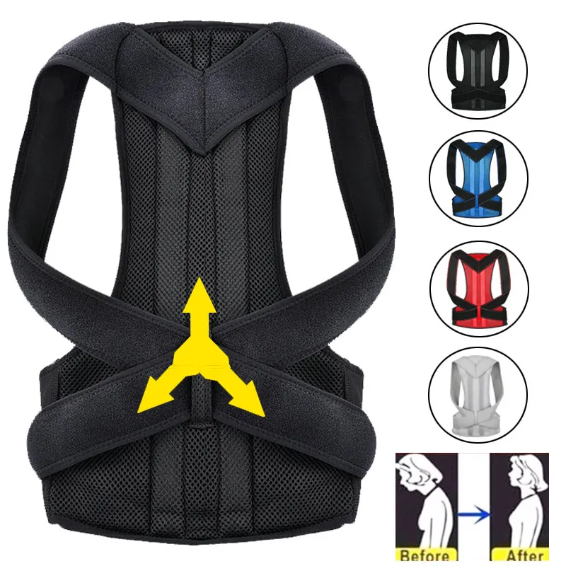 Corrector de Postura de Espalda Ajustable Cinturón de Soporte para Hombre Mujer Soporte Lumbar con Placa Transpirable