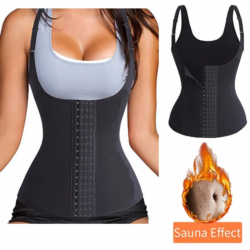 Women's Sauna Sweat Vest Waist Trainer Body Shaper For Weight Loss Tummy Control Shapewear With Hook-And-Eye Closure Top