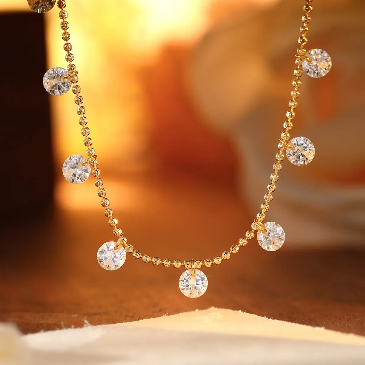 Schimmernde Sternenhimmel Moissanit Anhänger Halskette Für Damen 925 Sterlingsilber Perlenkette Unregelmäßige Schlüsselbeinkette Schmuck Mit GRA