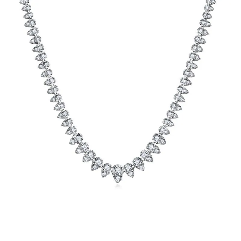 Luxury Moissanite 925 Sterling Silver Necklace For Women GRA Certified 18K White Gold Plated Full Pavé Pear Cut Moissanite Tennis Chain For Wedding Party Banquet Jewelry Gift