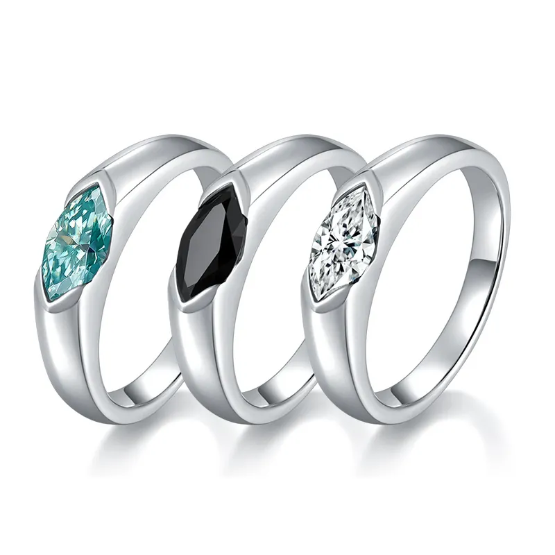 Eye Of Horus Marquise Cut Moissanite Ring 925 Sterling Silver Gemstone Inlaid Minimalist Unisex Finger Ring Jewelry Gift