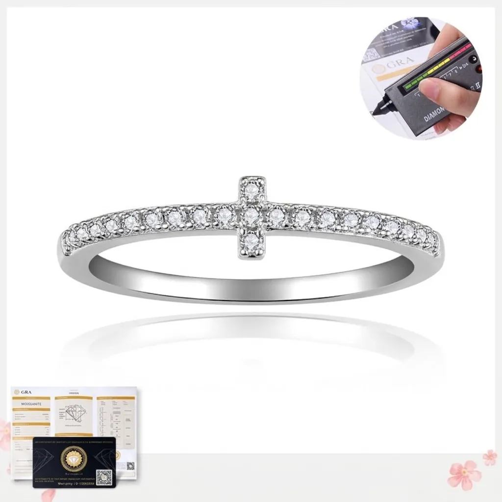 Minimalist 925 Sterling Silver Moissanite Cross Eternity Ring For Women D Color Round Cut Stackable Band Fashion Finger Ring