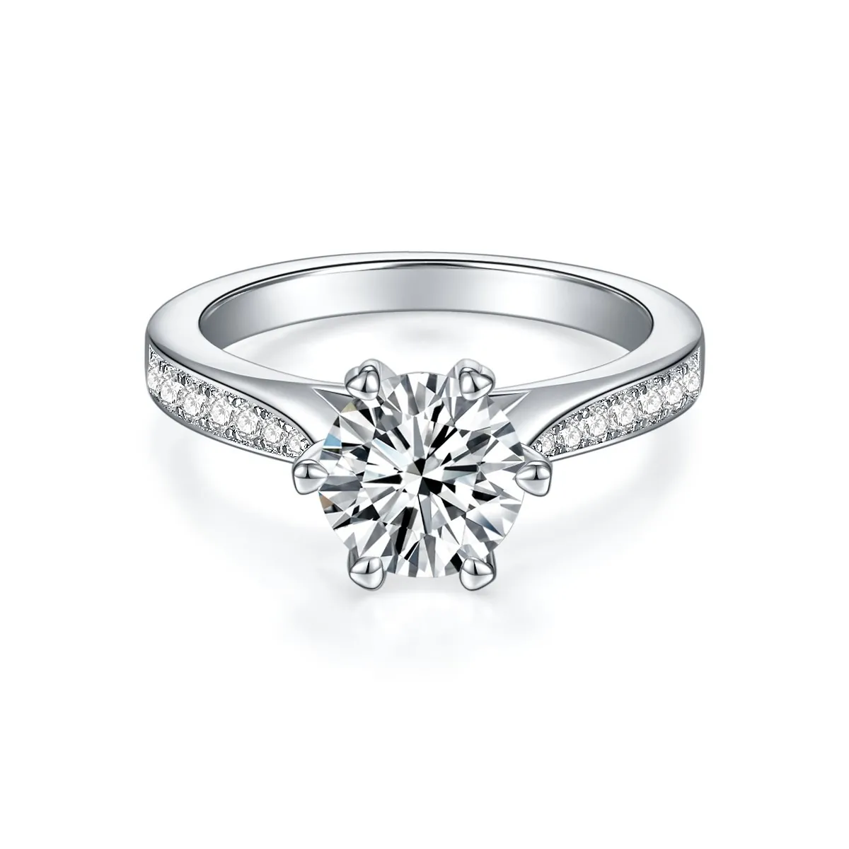 GRA Zertifiziert Ein Karat Moissanit Tanzender Stein Ring S925 Sterlingsilber Sechskant-Fassung Rotierender Verlobungsring Für Damen