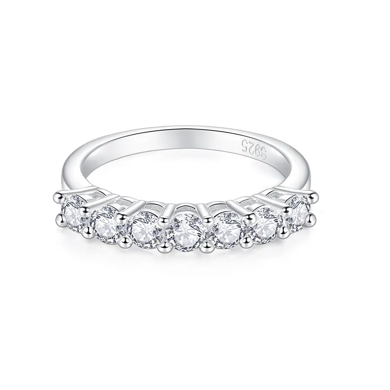 GRA 925 Sterling Silver Moissanite Ring For Women D Color VVS1 Classic 5 Row 7 Star Band Ring Korean Fashion Jewelry Gift
