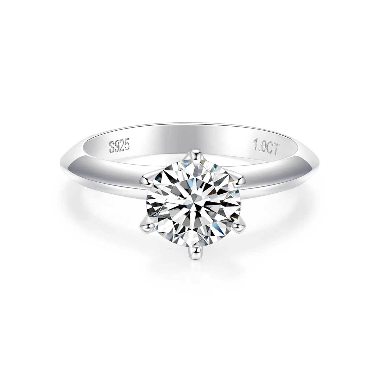 Anello Moissanite in Argento Sterling 925 per Donna Incastonatura a Sei Griffe Braccio Torsione Corona Anello Fidanzamento Matrimonio Con Certificato GRA