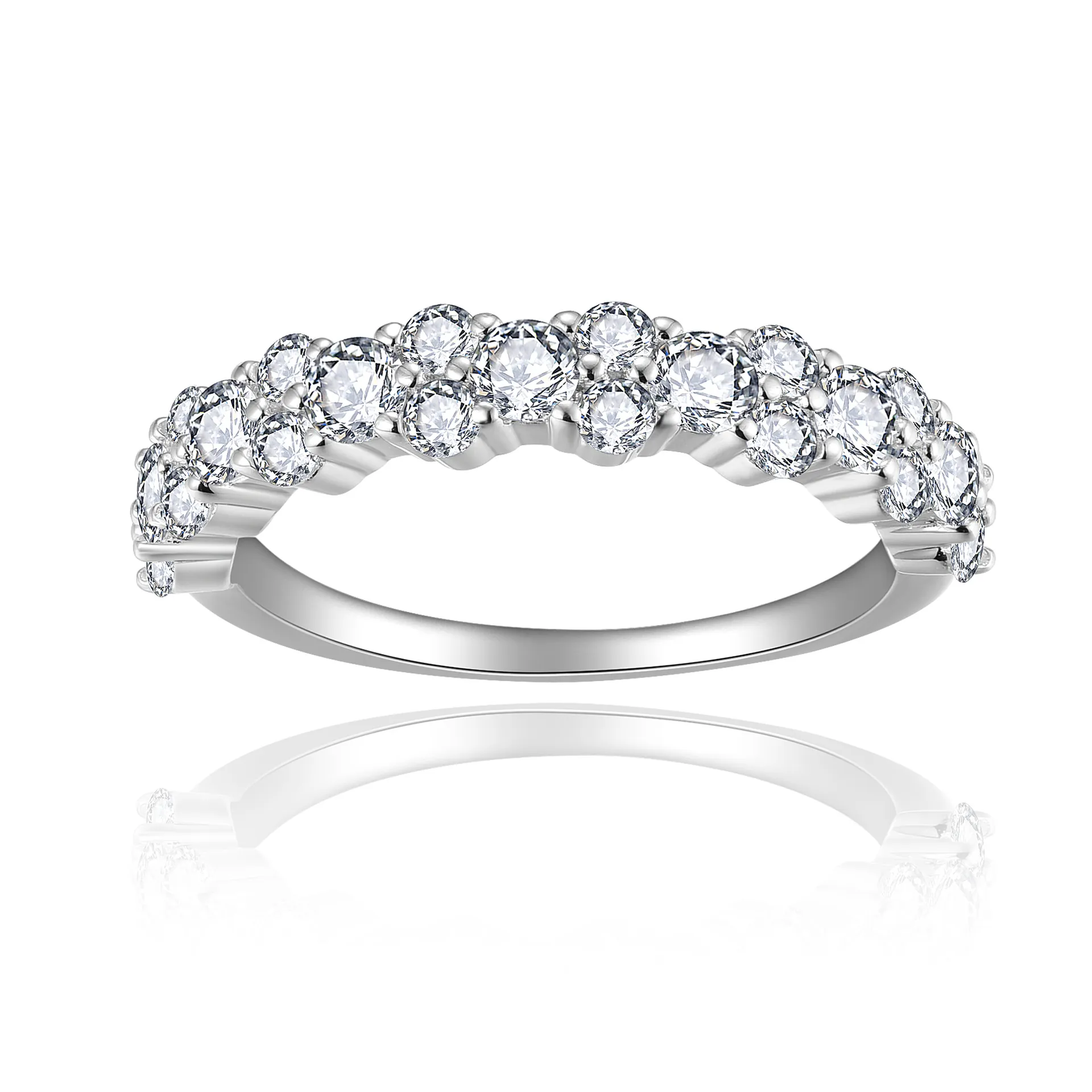 GRA Anillo de Eternidad de Plata de Ley S925 Con Moissanita Para Mujer Banda de Diamante de Laboratorio Joyería de Boda Regalo