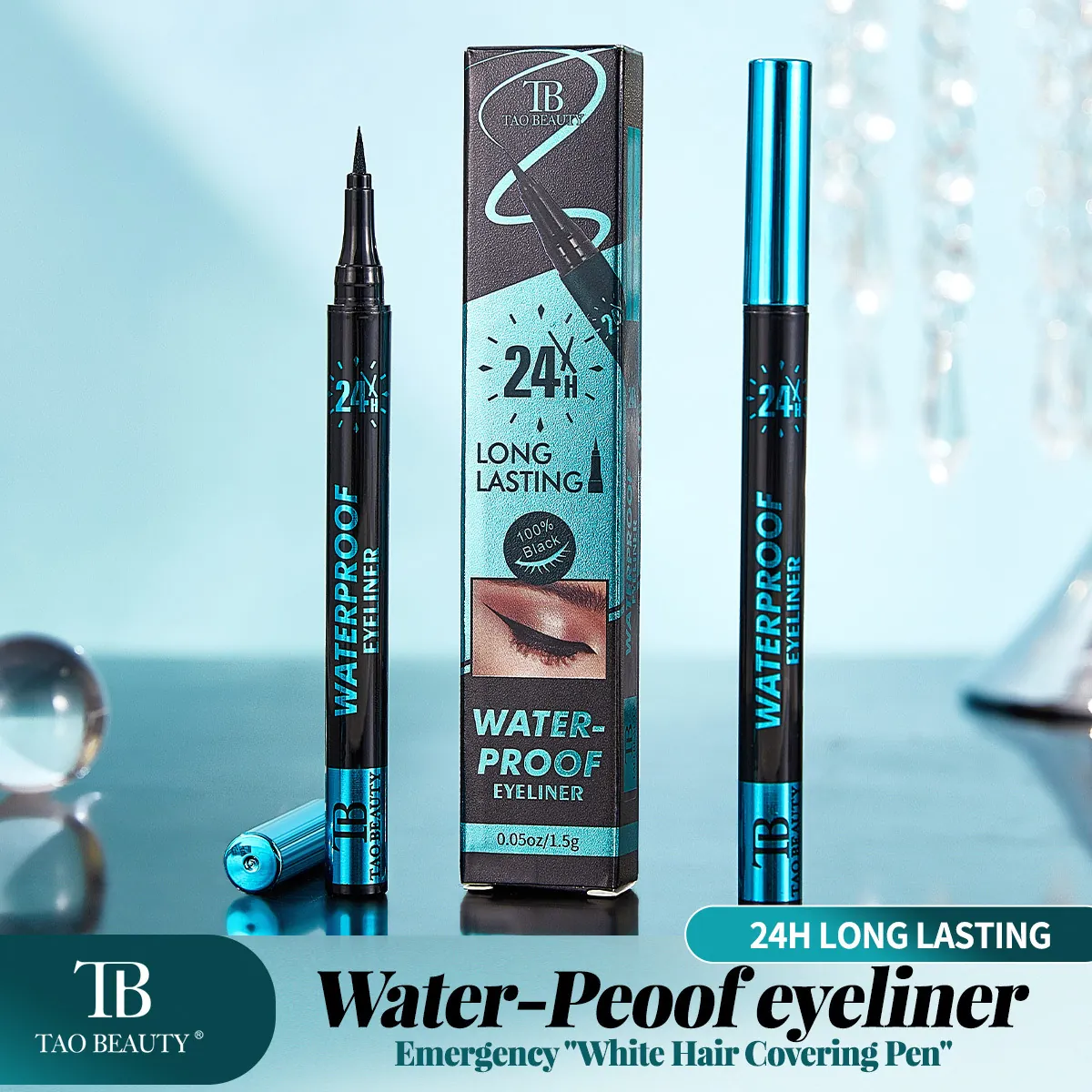 Tao Beauty Black Liquid Eyeliner 24H Waterproof Long Lasting Smudgeproof Precise Eye Makeup Pen For Women Professional