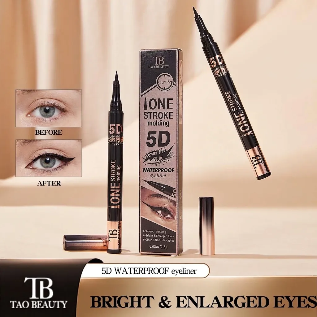 Tao Beauty 5D Eyeliner Liquide Imperméable Stylo Eyeliner Noir Ultra Fin Longue Durée Anti-bavure Maquillage Pour Femmes