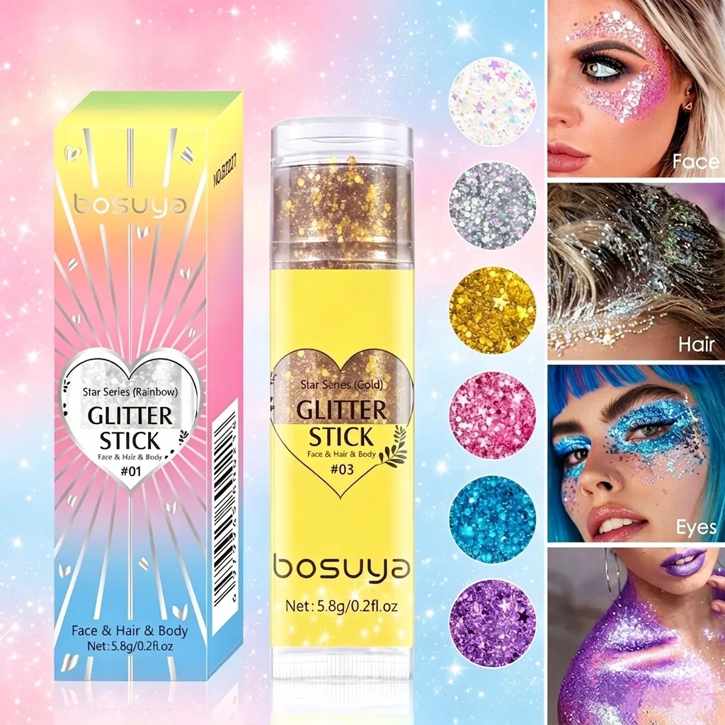 Barra de Brpurina Rostro Cuerpo Resplandeciente Serie Star Para Maquillaje Fiesta Escenario Larga Duración Resistente Agua