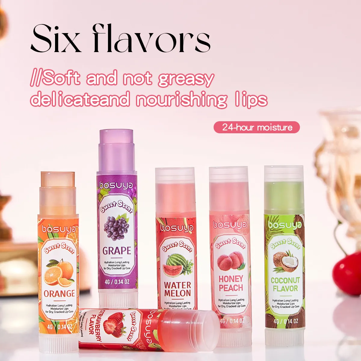 Bosuya Fruit Extract Moisturizing Lip Balm Set For Women Long Lasting Hydrating Lip Care Repairing Anti-Cracking Lip Mask