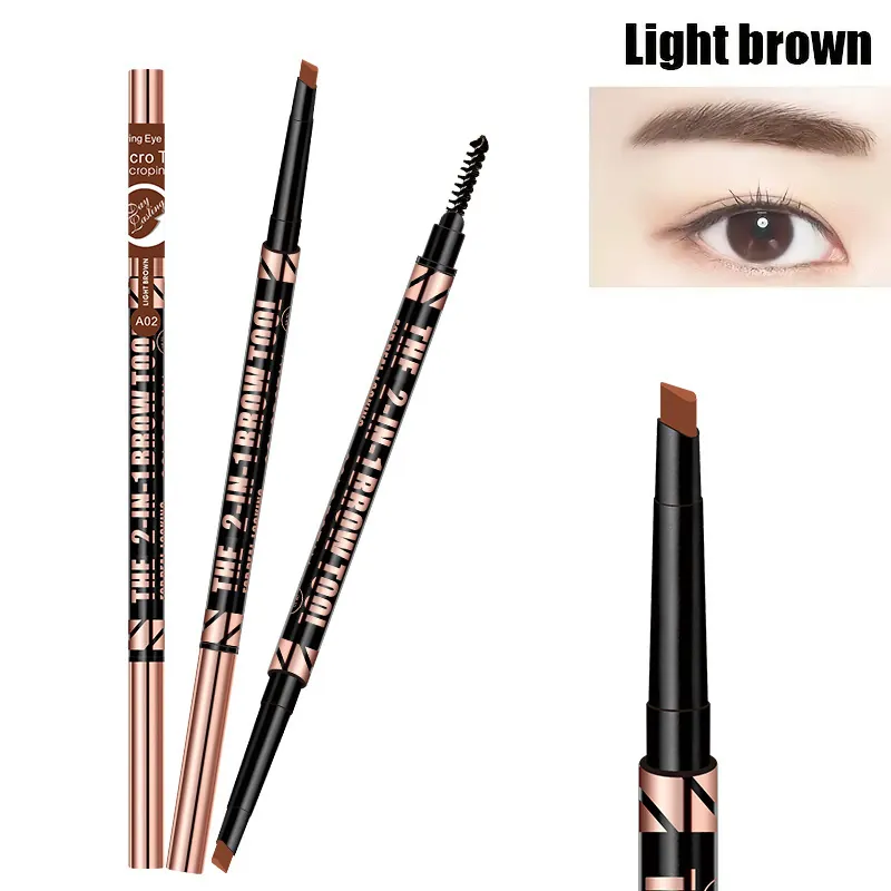 Wasserfester Doppelendiger Augenbrauenstift Mit Mikro-Spitze Und Spiralbürste 2-In-1 Langanhaltendes Schweißfestes Augenbrauen-Makeup