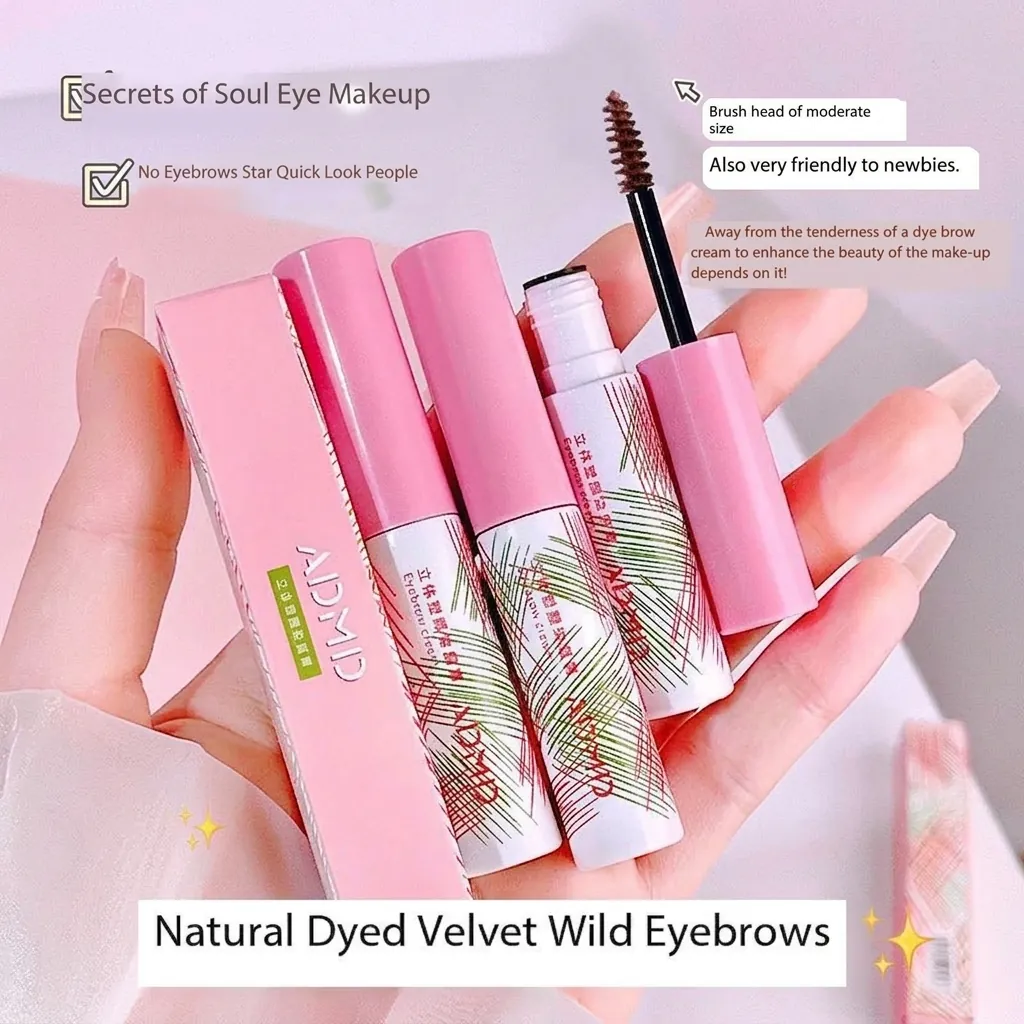 ADMD Waterproof Long Lasting Eyebrow Cream Natural Tinted Brow Gel With Spiral Brush For Women Daily Eye Makeup Cosmetic