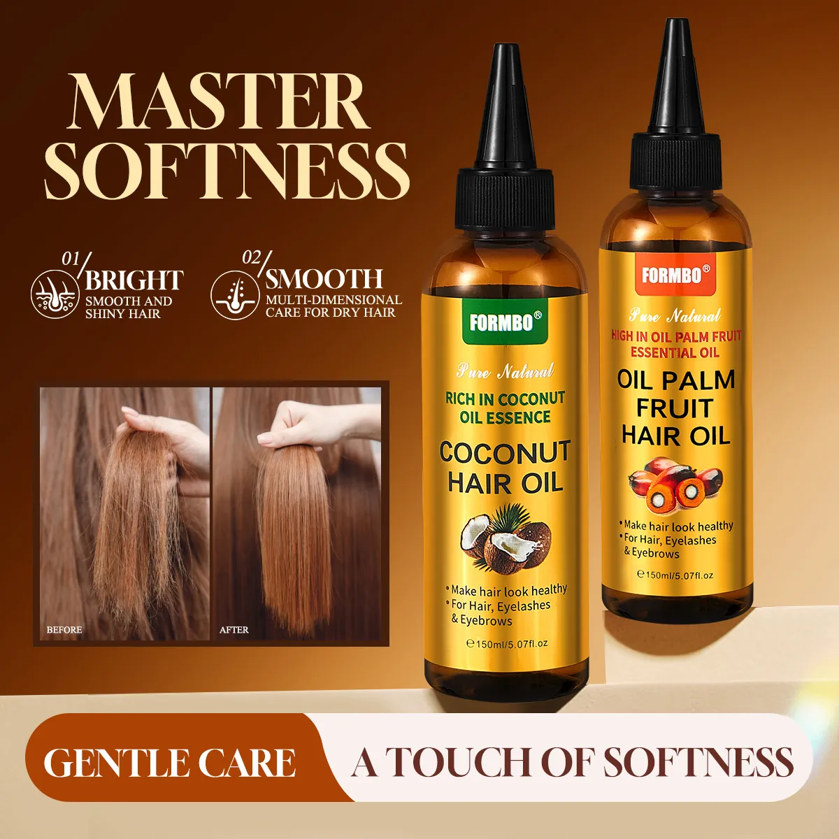 FORMBO Olio Essenziale per Capelli Professionale Cocco Frutto della Palma da Olio Trattamento Nutriente Riparatore per Capelli Danneggiati Crespi Cura di Ciglia Sopracciglia