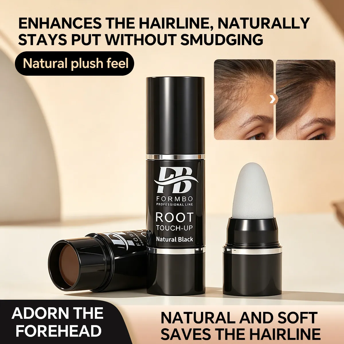 FORMBO Wasserdicht Haaransatz Pulver Root Touch-up Schwamm Stick Haar Schatten Füller Concealer Für Dünner Werdendes Haar Damen Makeup