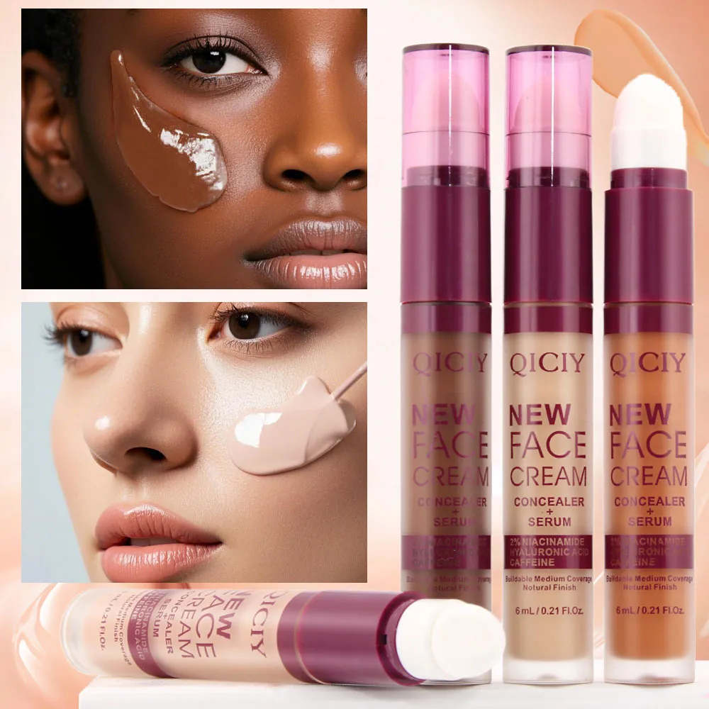 QICIY Multi Shade Face Concealer Serum Stick Full Coverage Niacinamide Hyaluronic Acid Caffeine Long Lasting Waterproof Hydrating Facial Makeup Contouring Highlighting Wand