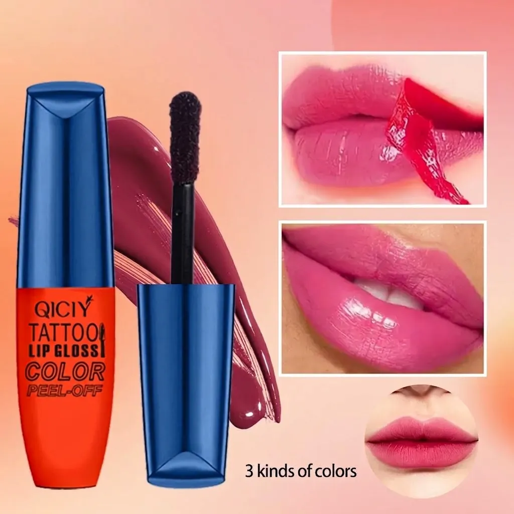 QICIY Brillo de Labios Peel-Off Tattoo Lip Tint Set Larga Duración Impermeable Magic Lip Gloss Para Mujeres Maquillaje Belleza