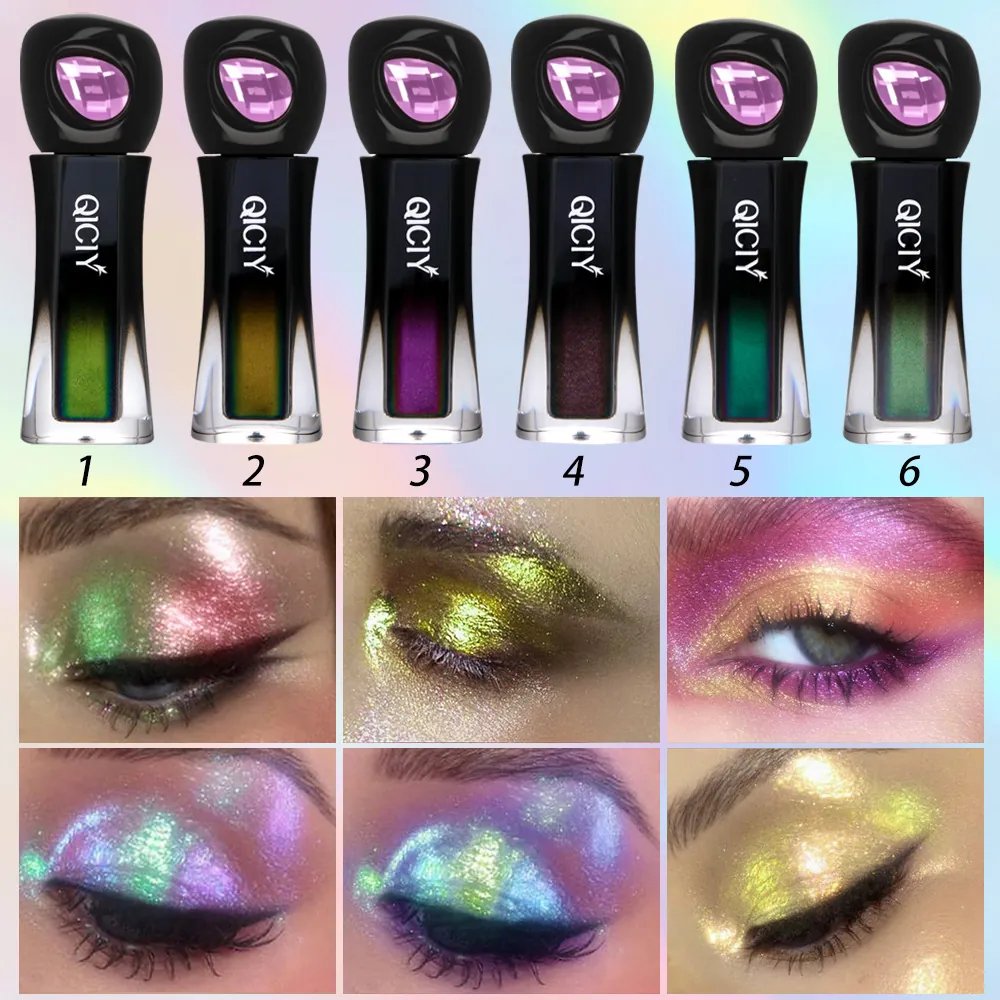 QICIY Chameleon Liquid Eyeshadow Multichrome Glitter Shimmer Metallic Color Shifting Waterproof Long Lasting Eye Makeup