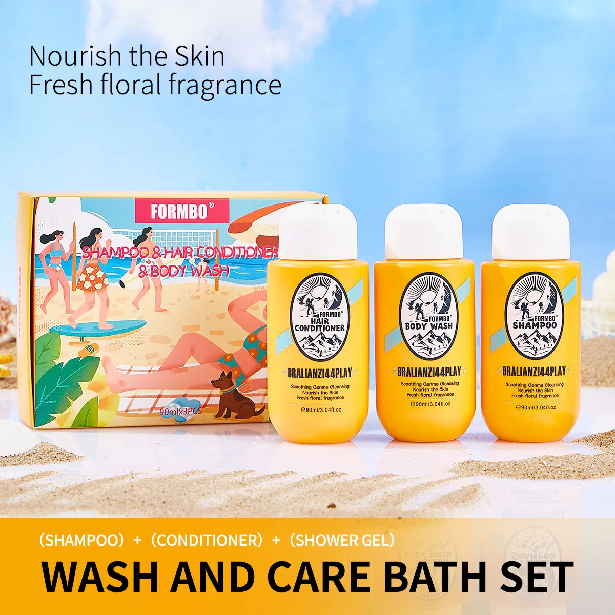 Kit da Toeletta da Viaggio Portatile Collezione Shampoo Balsamo Bagnoschiuma Per Viaggi Campeggio Palestra Pulizia Profonda Capelli Lisci Pelle Nutriente Giallo Vibrante