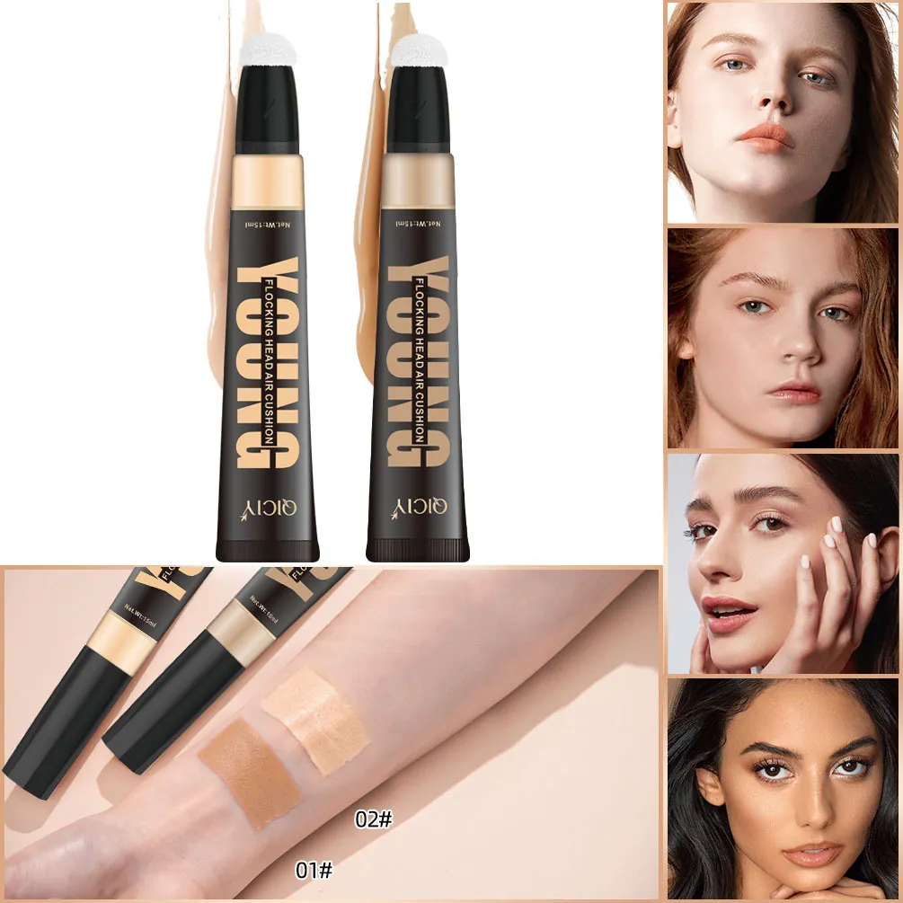 Soft Light Matte Foundation Geflokte Kop Luchtkussen Concealer BB Cream Gezicht Make-up Foundation Stick Hoge Dekking