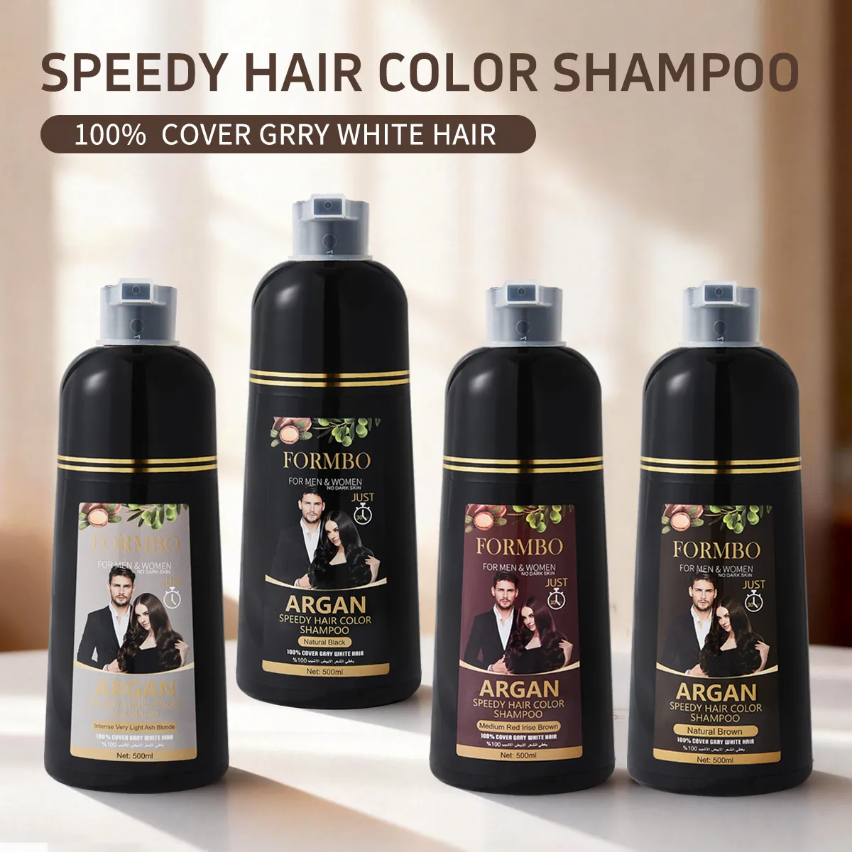Champú Profesional de Color de Cabello Rápido con Aceite de Argán para Hombres Mujeres Cobertura de Canas Crema de Tinte de Burbujas