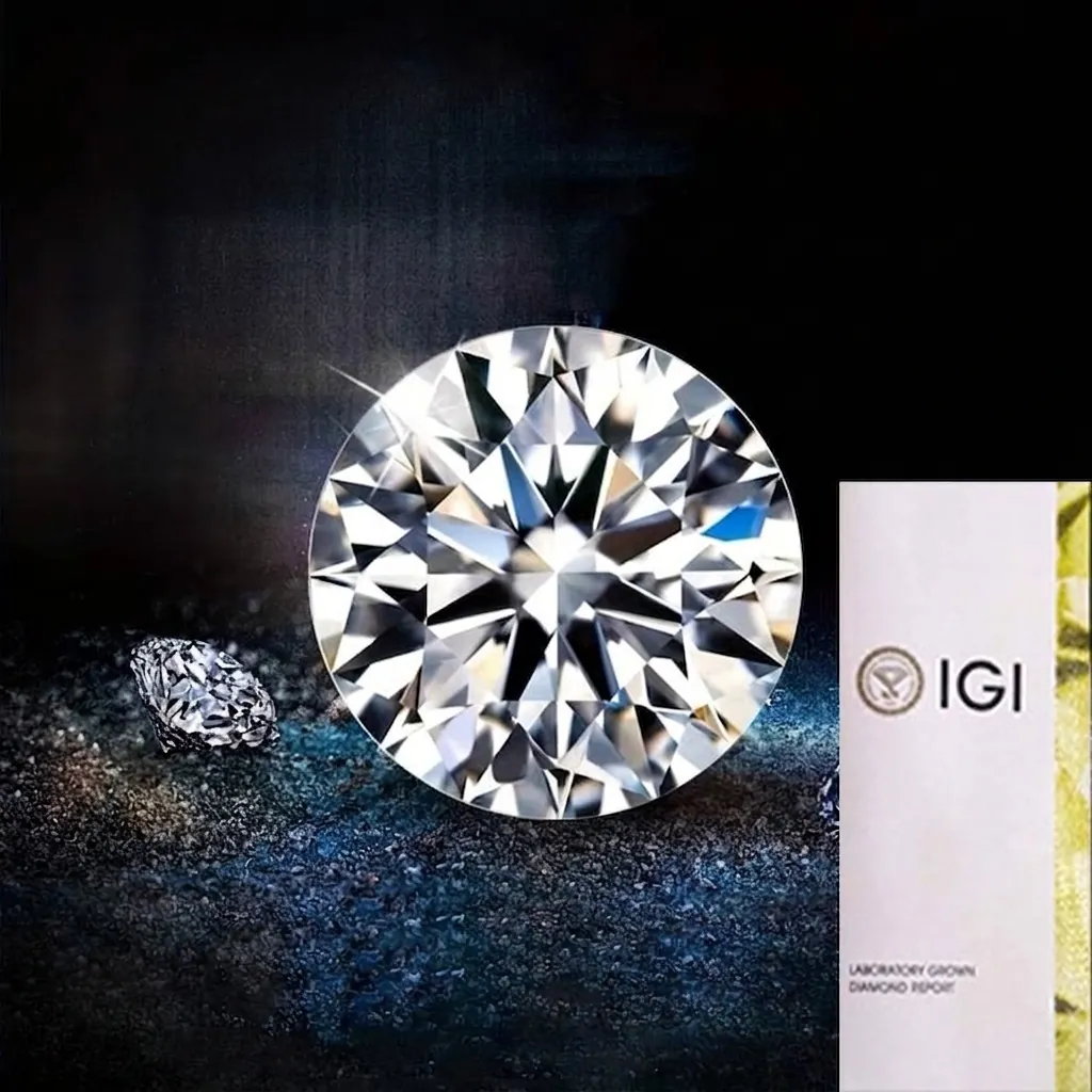 Lab Grown Diamond Loose Stone Round Brilliant Cut D E Color VS VVS Clarity IGI Certified Laboratory Created Gemstone
