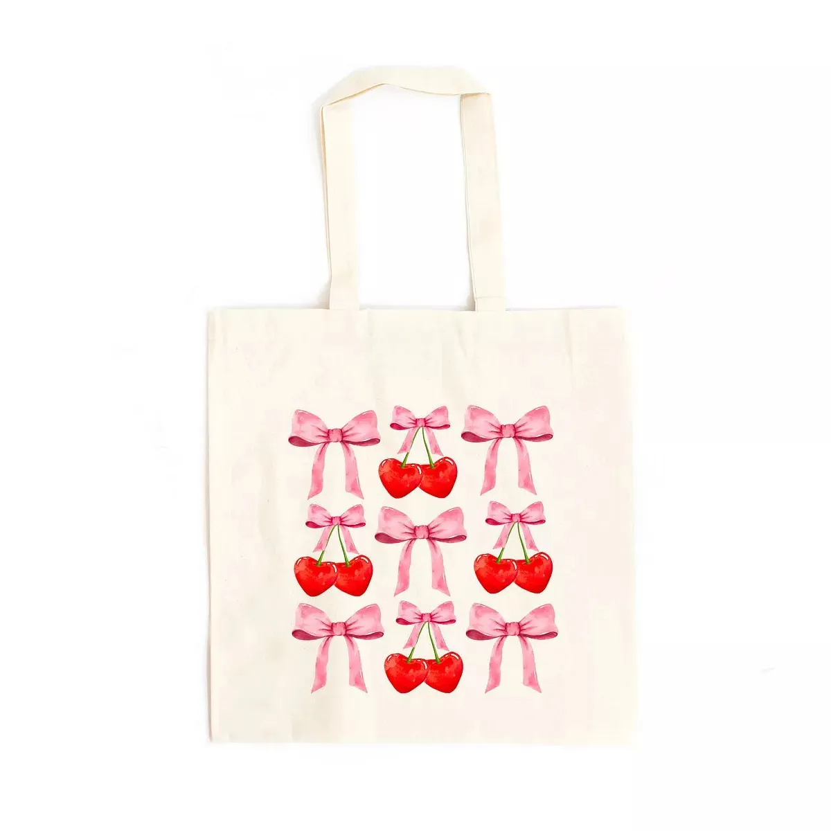 Women Sweet Girly Canvas Tote Bag Bow Cherry Matisse Art Print Large Capacity Daily Shopping Shoulder Bag Student Handbag