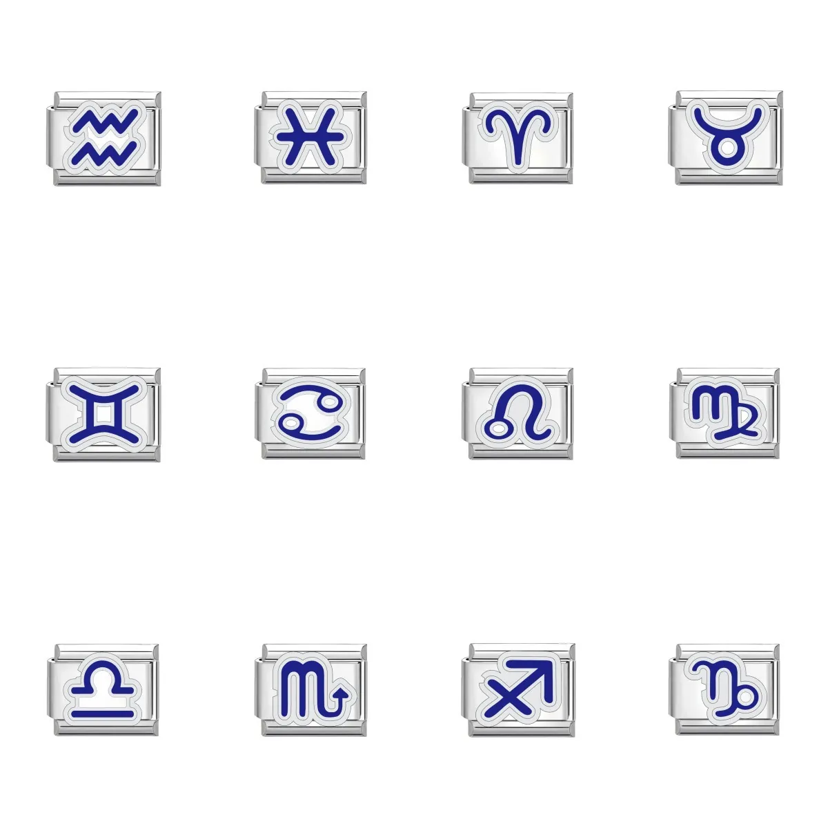 Lien de Charme Italien en Acier Inoxydable Douze Constellations Symbole du Zodiaque Bracelet DIY Composant de Bijoux