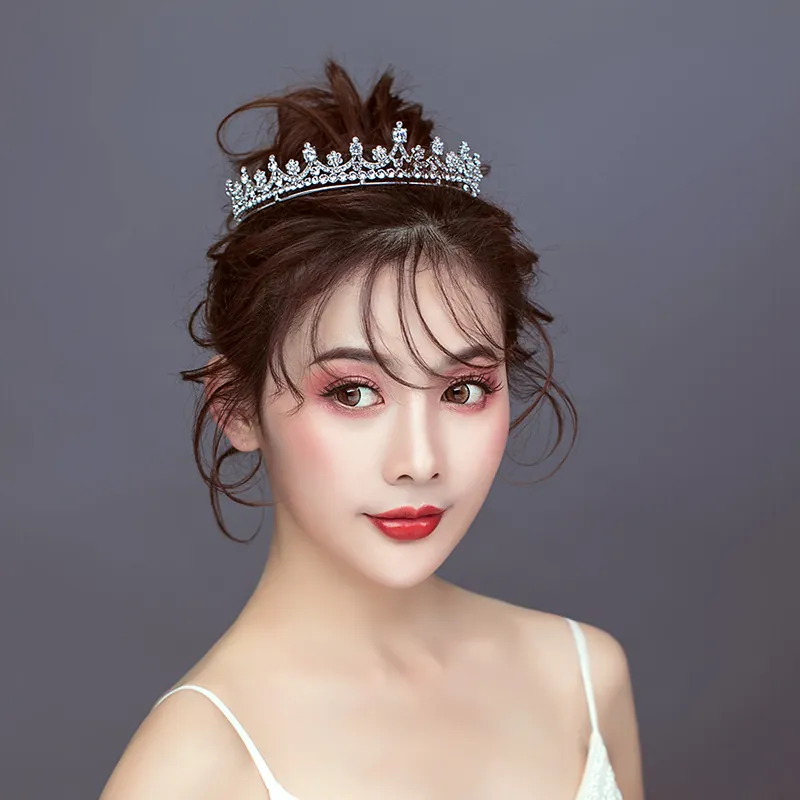 Bridal Alloy Rhinestone Zirconia Crown Tiara Korean Minimalist Elegant Headband For Wedding Banquet Party Women Hair Accessories