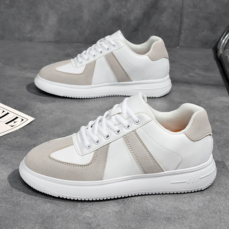 Heren Dames Retro GAT German Army Trainer Sneakers Leer Suède Hoogteverhogend Casual Skate Sportschoenen Veter Wit Grijs