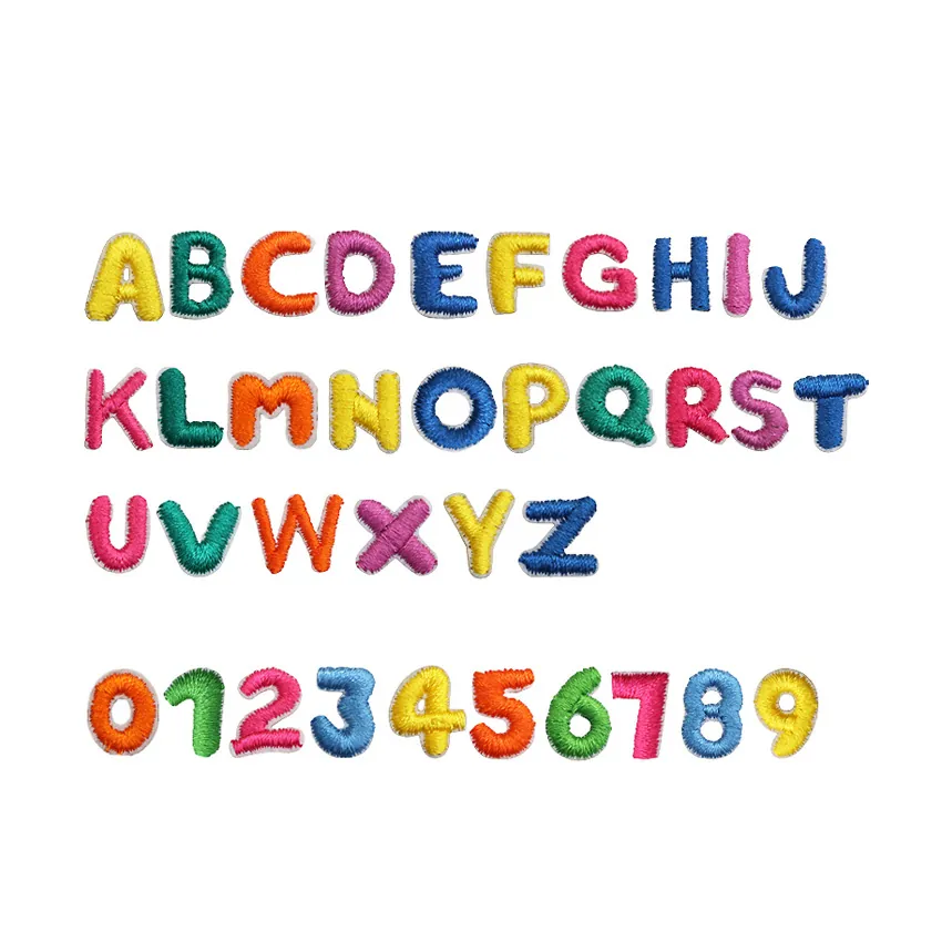 Mini Alphabet Number Embroidery Patches Colorful Polyester Letter Patches For DIY Clothing Bag Decoration Small Embroidered Applique Badges For Craft Supplies