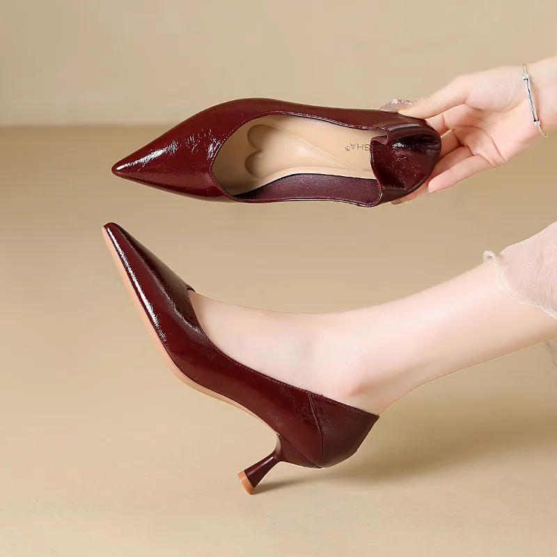 Women's Pointed Toe High Heels Office Career Stiletto Pumps Soft PU Leather Sexy Shallow Mouth Slip On Single Shoes