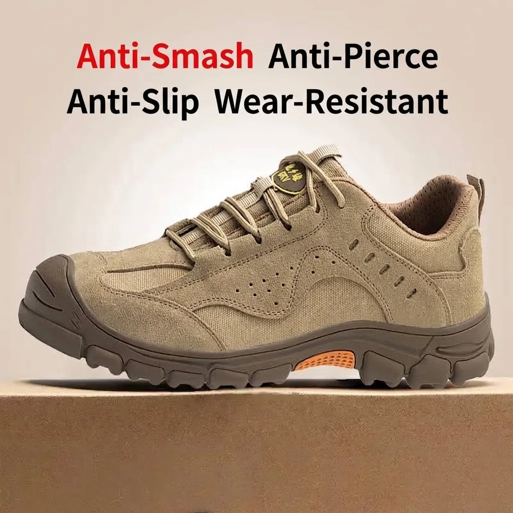 Zapatos de Seguridad para Hombre Antiaplastamiento Antipinchazos Aislado 6KV Gamuza Lona Transpirable Ligero Construcción Calzado de Protección