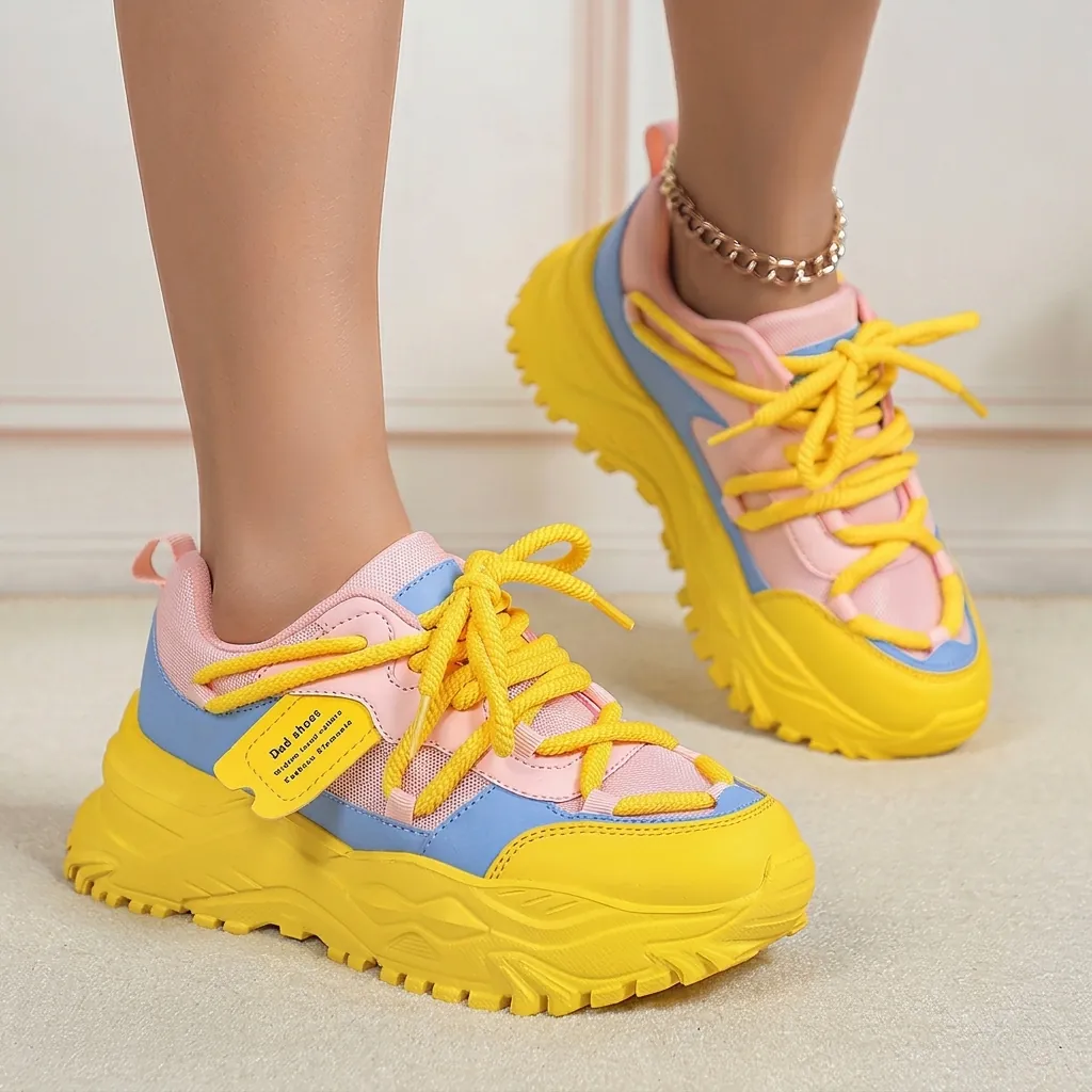 Grof Dad Sneakers Voor Dames Heren Patchwork Ademend Mesh Dikke Zool Platform Retro Streetwear Casual Sportschoenen
