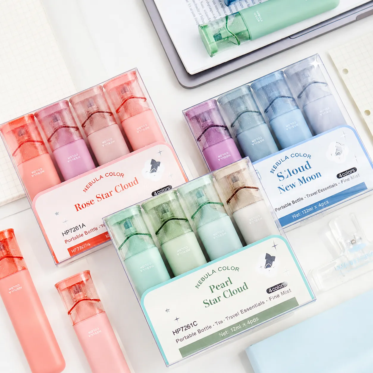 Glitter Highlighters Aesthetic Journaling Markers For Student Office School Nebula Series Shimmer Ink Drawing Pens