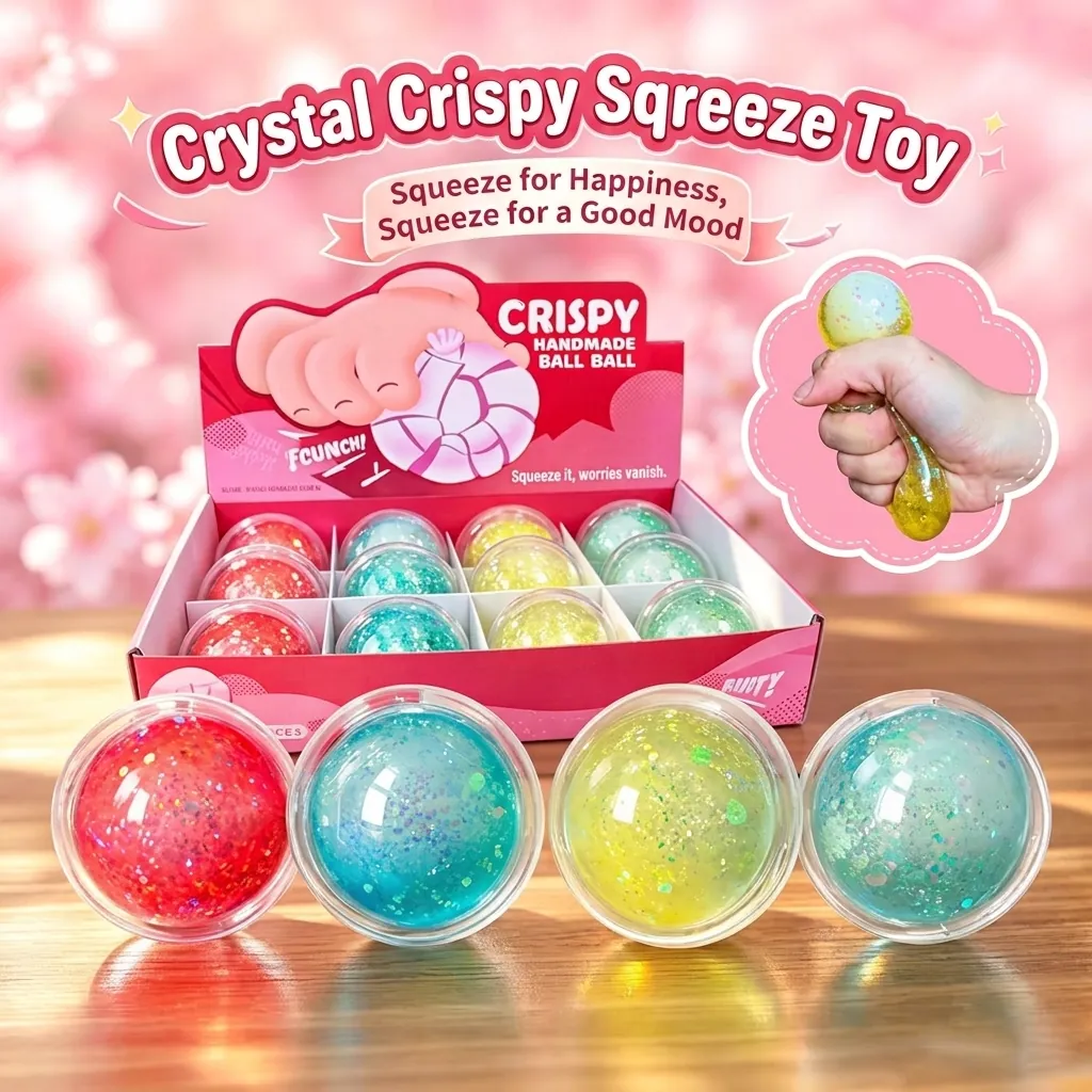Handmade Crystal Mud Crispy Squishy Toy Glitter Slow Rebound Stress Relief Ball Creative Food Shape Decompress Toy For Office Home Gift