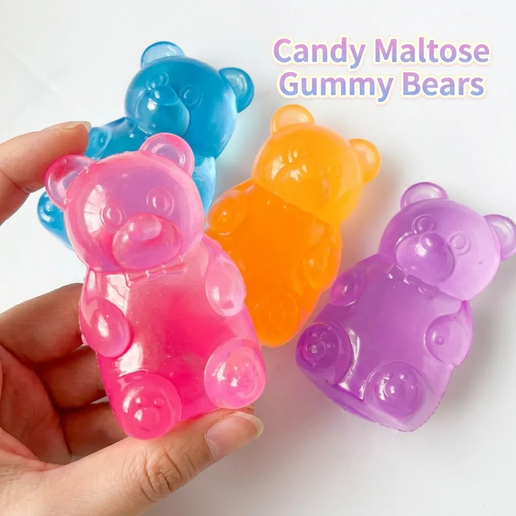 Juguete Squishy de Oso Color Caramelo Rebote Lento Alivio del Estrés TPR Suave Juguete para Apretar para Niños Adultos
