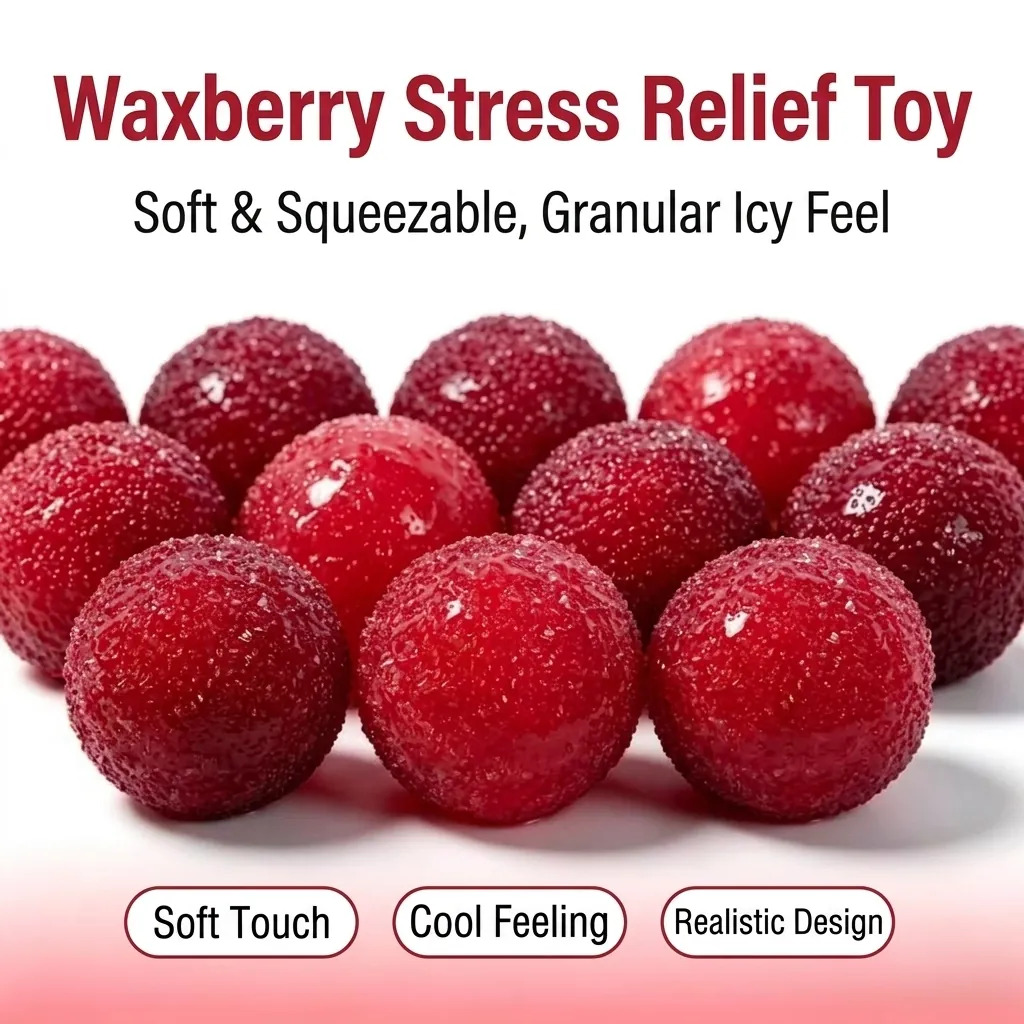 Juguete Squishy de Bayberry Realista Para Niños Adultos Textura Granular Roja Juguete Antiestrés Goma Blanda Hecho a Mano Regalo Fidget