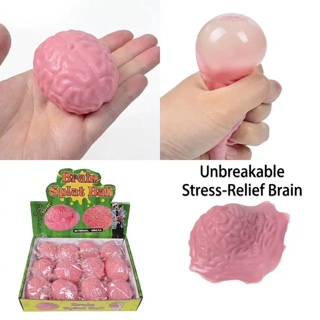 Rosa Gehirn Knautschspielzeug Stressabbau Splat Ball TPR Sensorisches Spielzeug Für Kinder Erwachsene Halloween Party Scherzartikel
