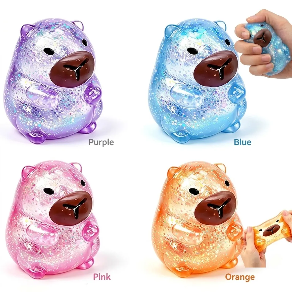 Capybara Langsamer Rückprall Squishy Spielzeug Glitzer Maltose Gefüllt Stressabbau Dekompressionsspielzeug Für Erwachsene Kinder Geschenk