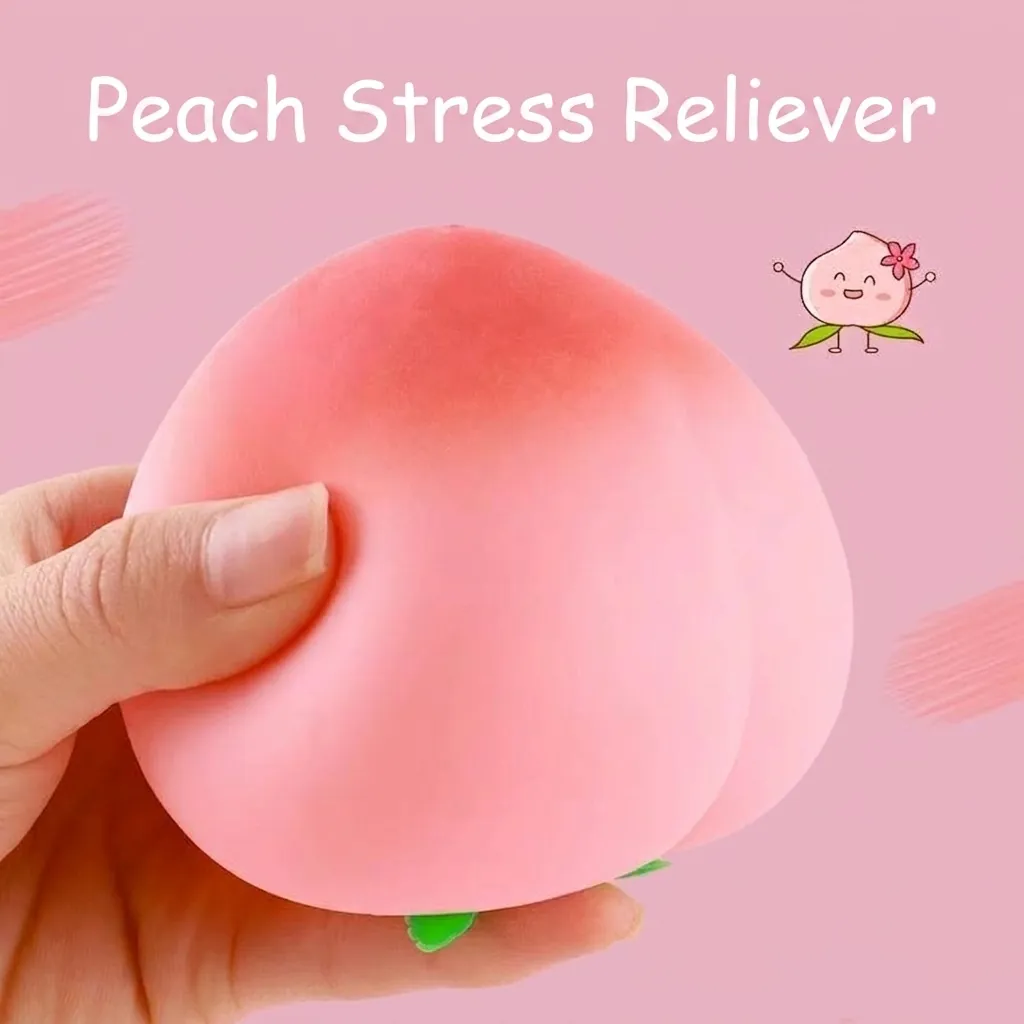 Jouet Moelleux Pêche de Simulation TPR Rebond Lent Balle Anti-stress Rose Jouet Sensoriel pour Enfants et Adultes Cadeau