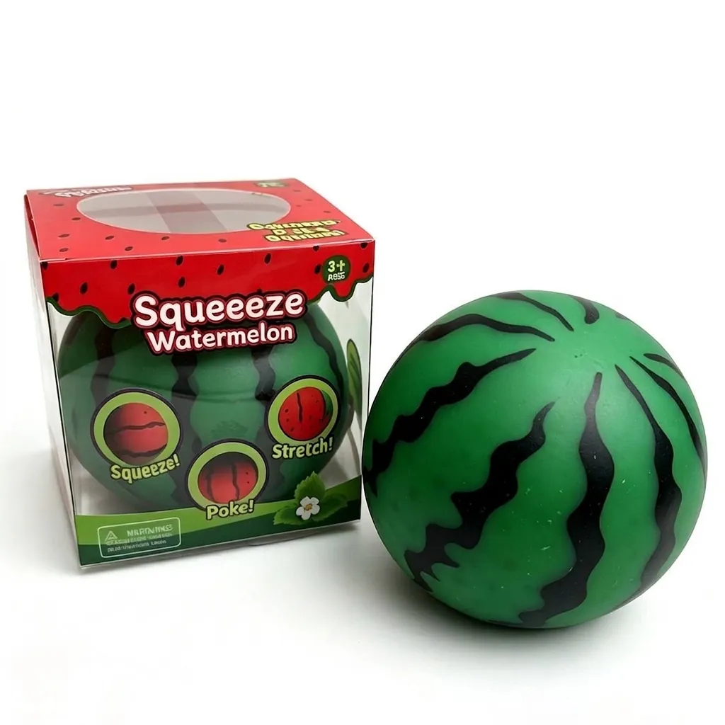 Großes Wassermelonen Squishy Spielzeug Stressabbau Langsamer Rückprall Perle TPR Sensorisches Quetschspielzeug Grün Rot