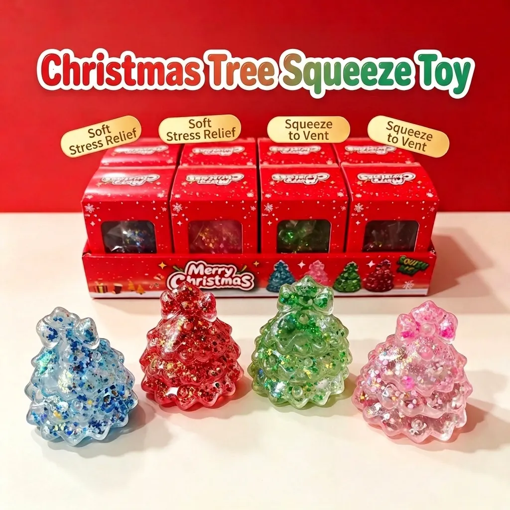 Juguete Squishy de Árbol de Navidad con Brillantina Textura de Maltosa Alivio del Estrés Juguete para Apretar Niños Adultos Regalo de Fiesta