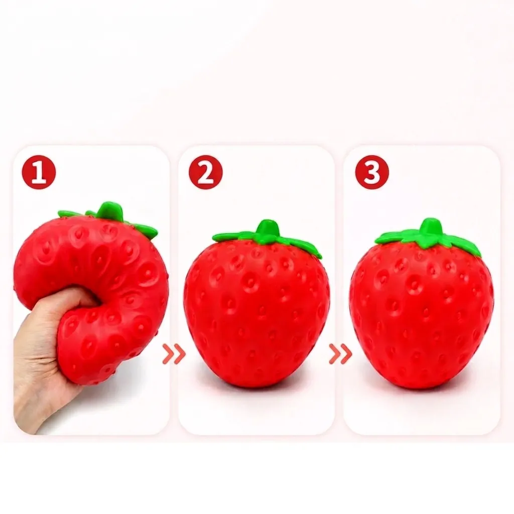 Jumbo Strawberry Squishy Toy Slow Rebound Simulation Fruit Squeeze Toy For Stress Relief Office Desktop Decoration Red Green TPR Squishy Toy