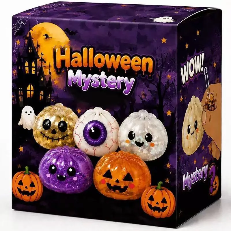 Set Scatola Misteriosa Giocattolo Antistress Fantasma di Halloween TPR Jack O Lantern Bulbo Oculare Zucca Giocattolo Regalo