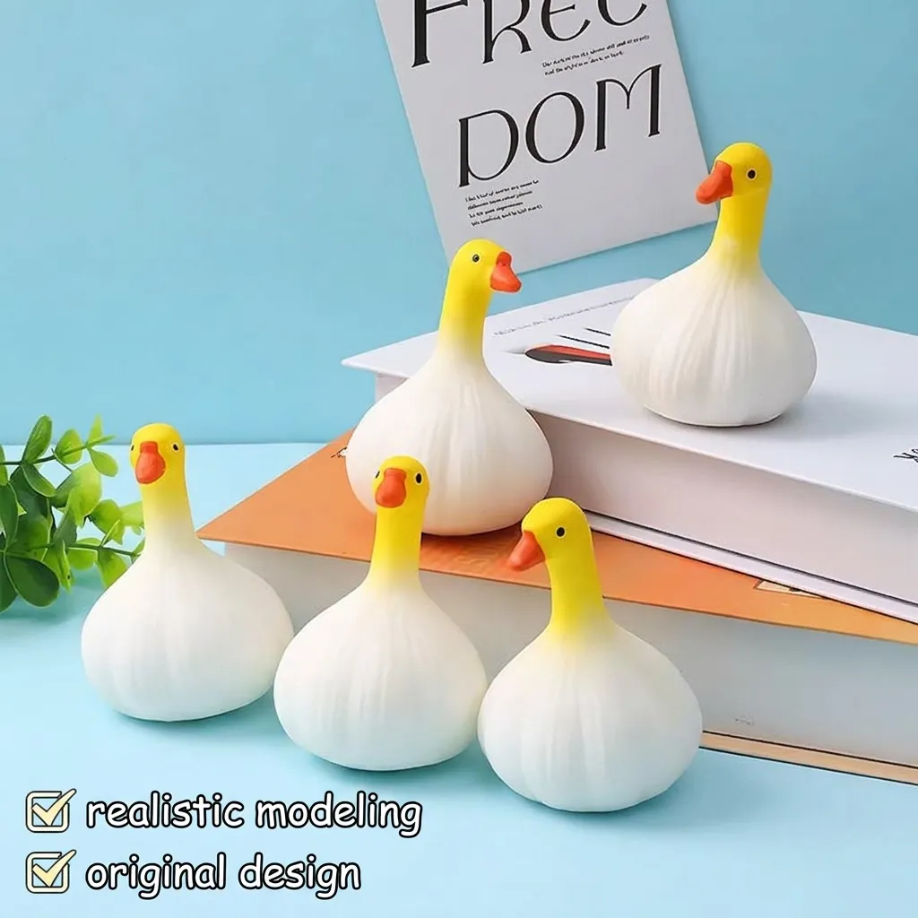 Kreatives Knoblauch Ente Squishy Langsam Steigendes Stressabbau Spielzeug TPR Tierfigur Schreibtisch Dekor Büro Squeeze Geschenk