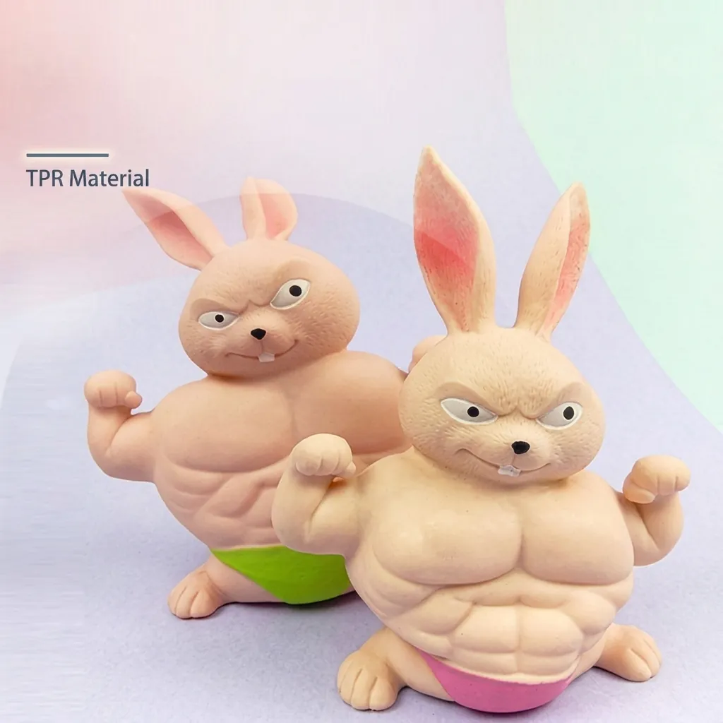 Lustiges Muskelhase Squishy Spielzeug Stressabbau Quetschspielzeug Kreative TPR Tierfigur Schreibtisch Ornament Für Büro Erwachsene