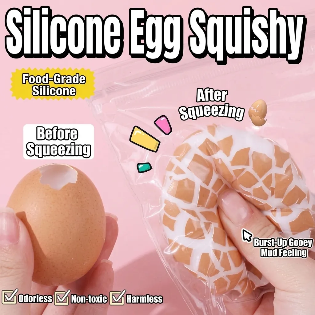 Giocattolo Squishy Guscio d'Uovo Simulato a Rimbalzo Lento Sollievo dallo Stress Sensoriale Giocattolo Alimentare in Silicone per Adulti e Bambini