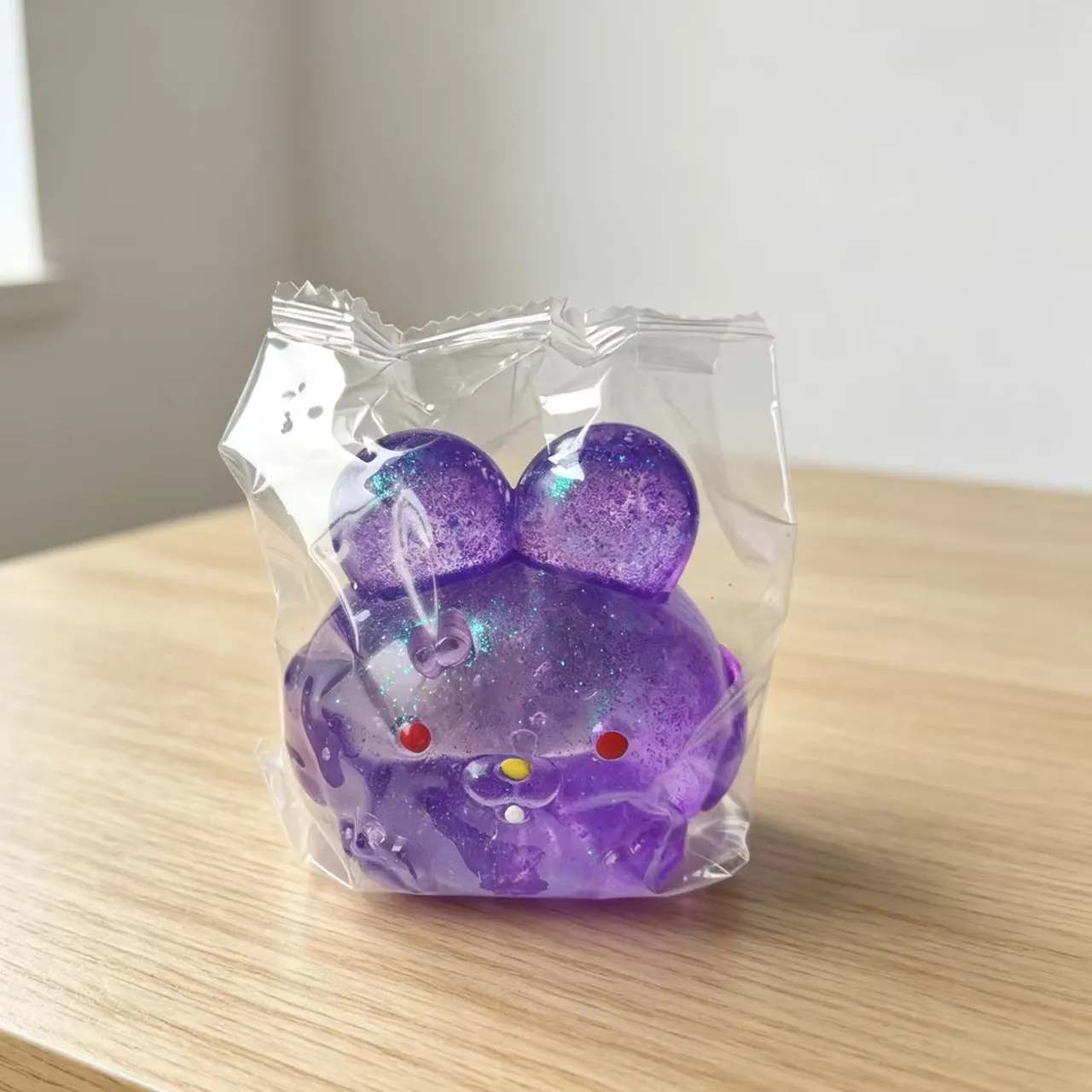 Cute Rabbit Squishy Toy Stress Relief Semi-Transparent TPR Glitter Sensory Toy For Kids Adults Office Home Soft Squeeze Gift